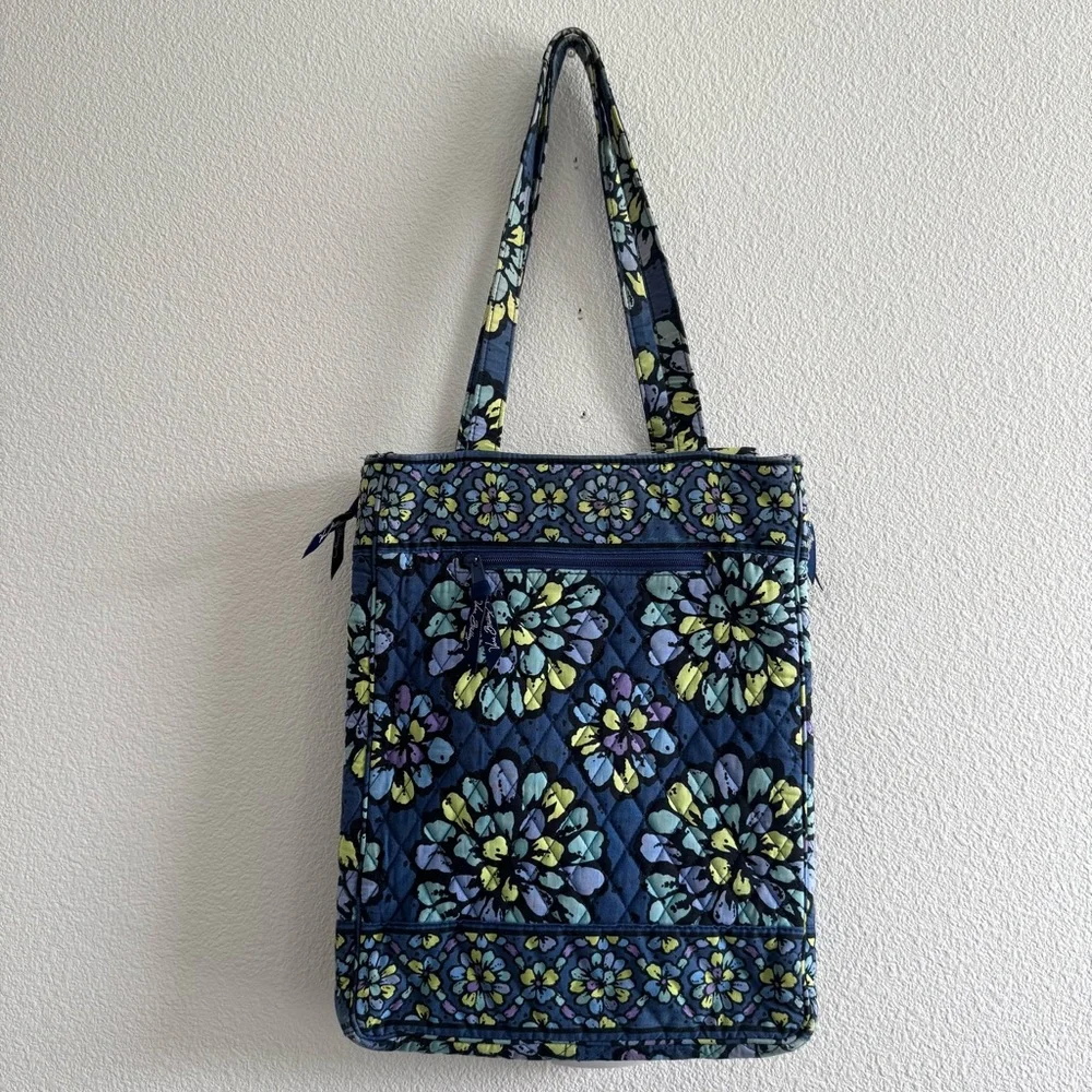 Vera Bradley Indigo Pop Checkpoint Friendly Laptop Tote Bag Blue Floral Fall